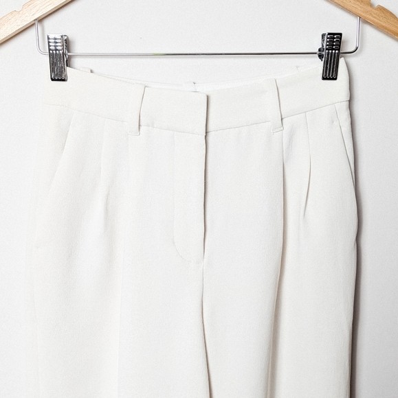 NEW WILFRED Effortless Pants White Pleated Wide Leg Crepe 0 Aritzia - Picture 11 of 15